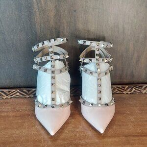 Valentino Garavani Rockstud Strappy Pointed Toe Patent Leather Pump 39.5(US 9.5)